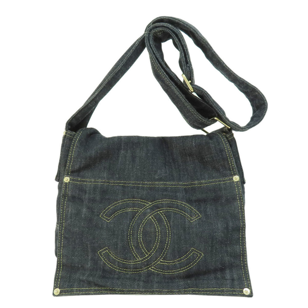 Chanel Coco Mark Gold Metal Fittings Shoulder Bag Denim
